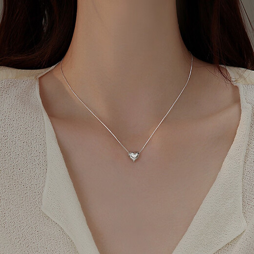 Senqi Love 925 Silver Necklace Women's Clavicle Chain Light Luxury High-end Pendant Necklace Jewelry Christmas Gift for Girlfriend Love Necklace 925 Silver