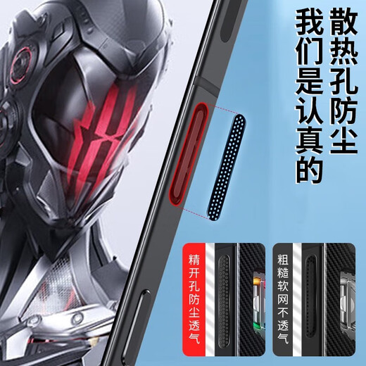 rurihai 适用红魔10pro/+/9pro/8pro散热风道口防尘罩网红魔8spro+/9spro+防尘高密开孔贴片手机贴 黑色【高密金属/散热通风口防尘贴】12片