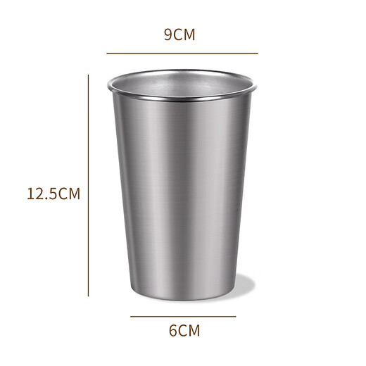 Baijie 304 stainless steel water cup, beer cup, anti-fall juice cup, cold drink cup, tea cup, 500ml outdoor camping cup