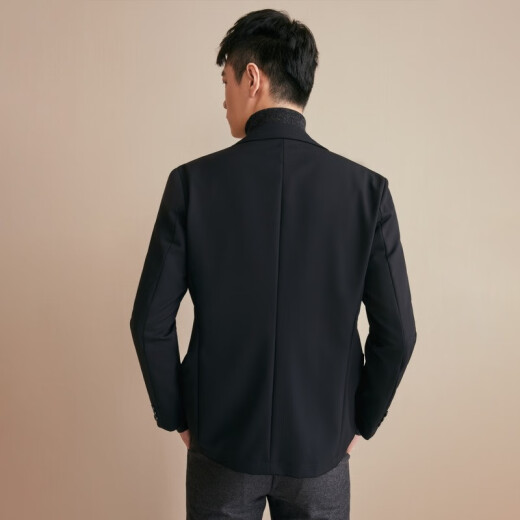 HLA Hailan House Casual Suit Men's Autumn Light Travel Series Slim Flat Lapel Single Suit Jacket HWXAD3Q069A Black (69) 170/92B (46B)