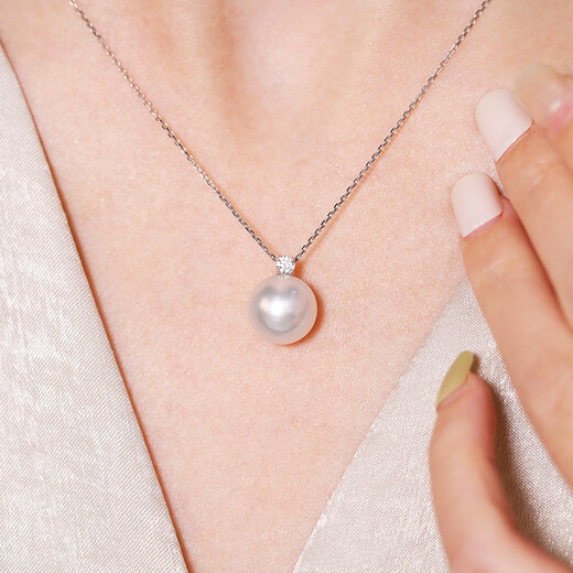 Fengxi Jewelry Princess Venus Australian White Seawater Pearl Diamond Necklace Sand Red Gold Princess Diana Pendant Clavicle Chain Gui 13-14mm