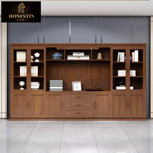 Hanfestin solid wood office desk boss table new Chinese style chairman furniture customized atmospheric president desk and chair combination 2.8 meters boss table