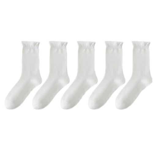 Jeanswest women's autumn new simple ins style pile socks solid color women's stockings five pairs YM white 58100 5 pairs F