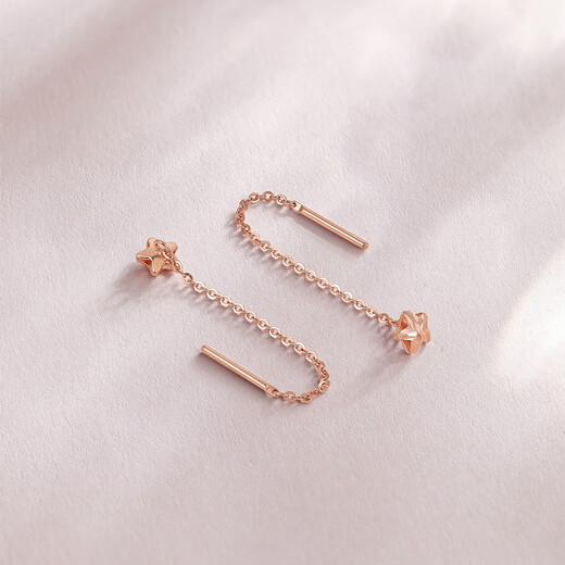 Saturday Fortune (ZLF) 18K gold ear wire rose gold star simple earrings one pair