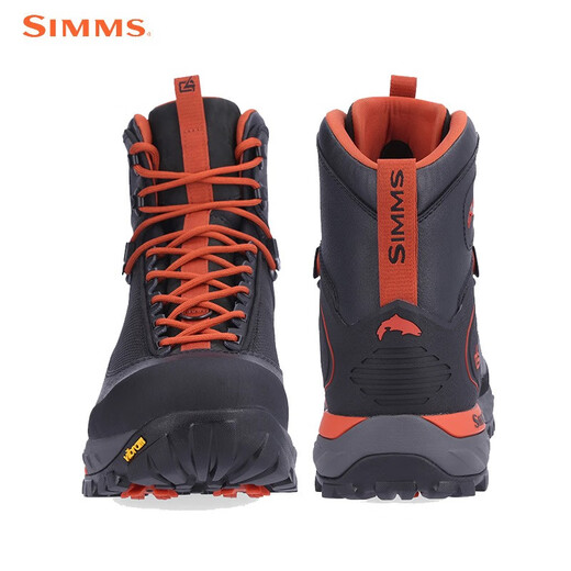 SIMMS wading shoes, professional stream and rock fishing shoes G3/G4-Pro/Challenge non-slip breathable fishing shoes G4-Pro wading shoes, carbon orange (with spikes) 42