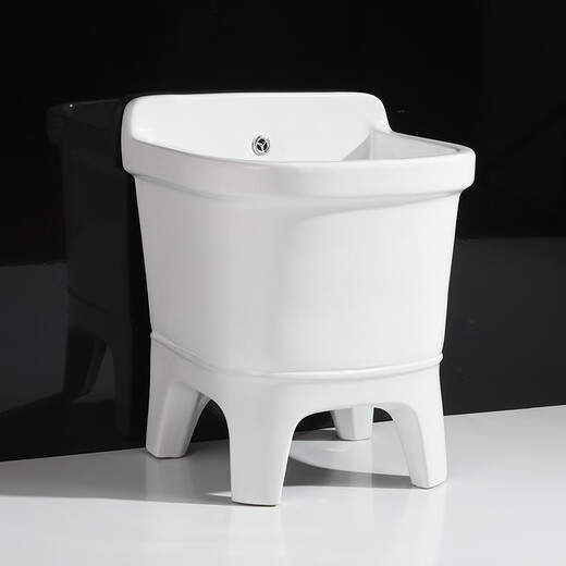 Shiyidi mop pool ceramic mop pool tall four-legged mop pool outdoor balcony mop basin pool with overflow 40CM overflow hole manual drain