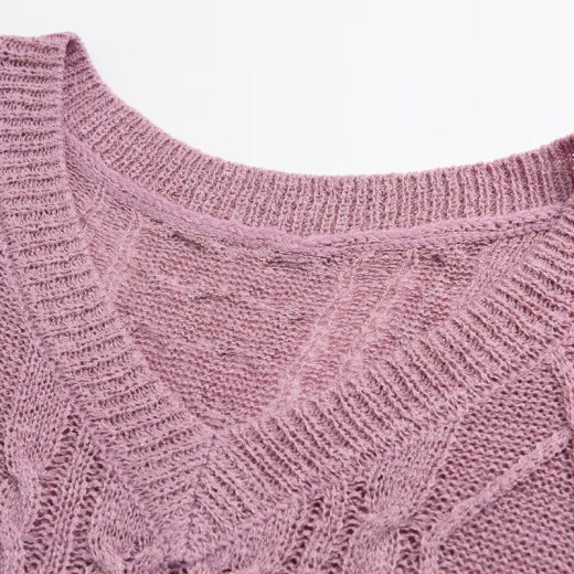 betu Baitu Women's V-neck Lazy Style Sweater Women's Loose Slim Versatile Knitted Sweater Top Thin Section 2007T03 Purple M