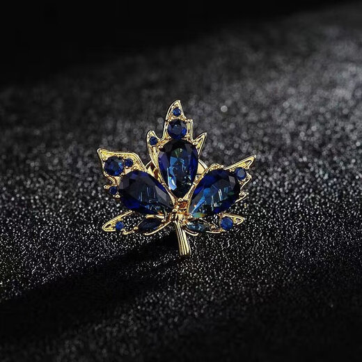 Jiemo Light Luxury Maple Leaf Brooch Men's Corsage Suit Pin Crystal Badge Simple and Attractive Pin Collar Pin Accessories c1 Red
