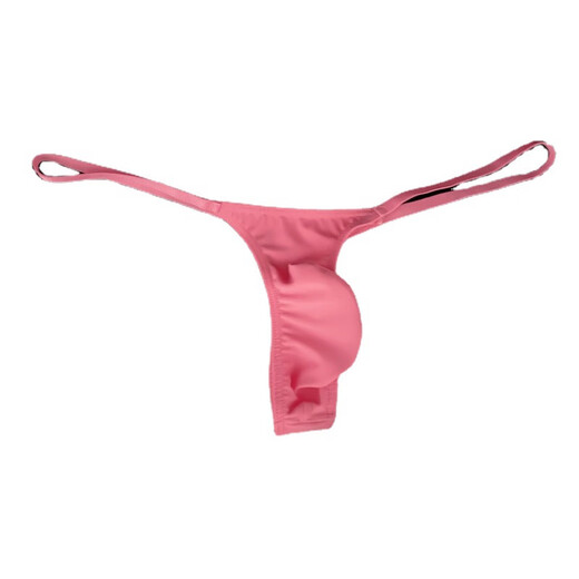 Icumitoo men's underwear nylon sexy low-waisted single T-pants large size thong men's black ice silk (thin and transparent) M