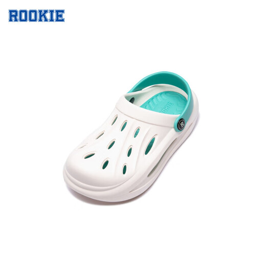 ROOKIE children's shoes, boys' and girls' clogs, summer new children's shoes, including replaceable midsoles, casual sandals, feather white/black 28 29, suitable for feet 17.5-18cm long