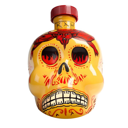 灵魂判官洋酒原装进口墨西哥龙舌兰酒灵魂判官KAH 骷髅头基酒烈酒彩绘瓶身 金龙舌兰酒 700mL 1瓶