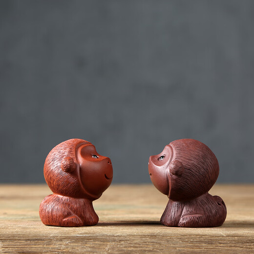 Tao Yunshang Yixing purple sand cute monkey tea pet boutique handmade purple mud clear cement monkey zodiac can raise tea and play ceramic ornaments purple sand cute monkey purple mud