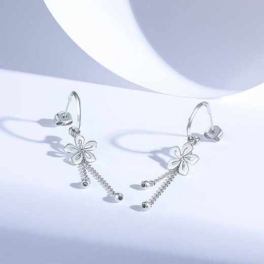 ZLF platinum earrings for women PT950 floral tassel earrings for girlfriend 4.69g
