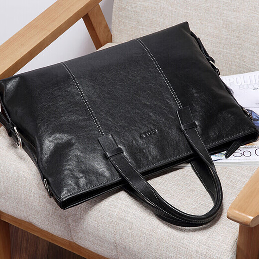 Golf (GOLF) briefcase men's business first-layer leather handbag large-capacity computer bag fashionable horizontal shoulder crossbody bag