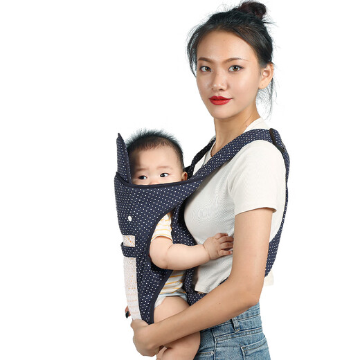 天而（TIANER）婴儿背带前后两用简易前抱式宝宝抱带横抱式后背式背新生孩子背袋 天而03网款-蓝色撞色