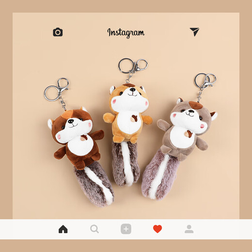 Cute little squirrel plush pendant keychain versatile school bag bag pendant creative jewelry doll ins female couple gift birthday gift gray