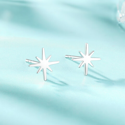 Liuguifu Jewelry Platinum Earrings for Women PT950 Snowflake Ear Stick Earrings Birthday Gift 0.95g