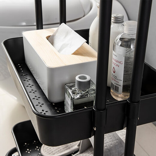 MAXCOOK Küchen-Aufbewahrungsregal, Standwagen-Aufbewahrungsregal, abnehmbares Küchen-Aufbewahrungsregal, schwarzer dreilagiger Wagen 42*32*86MCWA983