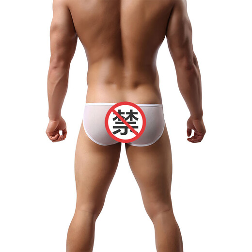 Fearless Captain Trendy Men's Low Waist Sexy Elastic Tight Breathable Transparent Mesh Silky U Protruding Bag Small Briefs Blue XL