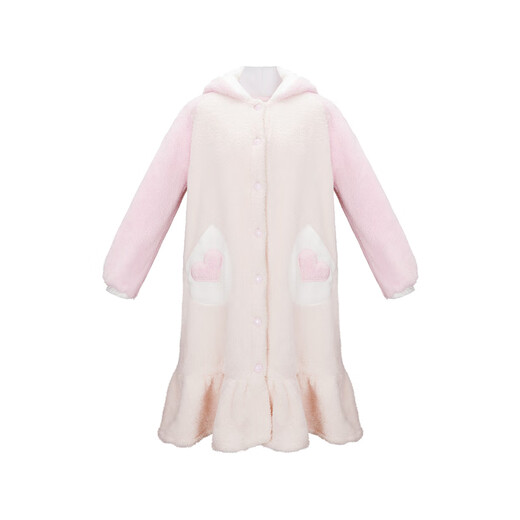 Adoring boy sweet and cute autumn and winter thickened home clothes pajamas girl fluffy bunny hooded pajamas fun bunny ears pink pink 170