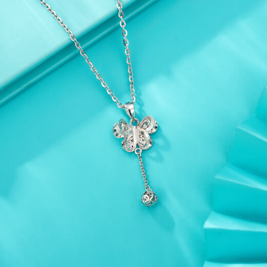 Yuanshengfu new PT950 fashionable tassel butterfly platinum pendant platinum colorful butterfly necklace pendant 1.60g
