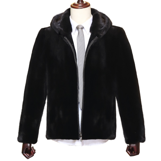 Jiubinbao 2021 imported American velvet mink fur coat hooded mink coat men's full mink stand-up collar Haining fur red #21