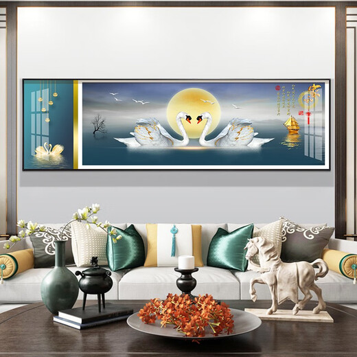 莫画泸林现代简约卧室装饰画温馨浪漫床头画酒店宾馆民宿房间挂画背景墙画 10 相濡以沫12140 170*50黑框(晶瓷画)1.8-2米床头