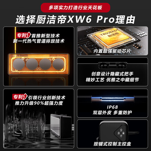Chu Jie Di (Germany) ultrasonic dishwasher kitchen household small fruit, vegetable and seafood three-in-one ultrasonic cleaning machine sink type installation-free countertop mobile portable dishwashing artifact 8th generation standard flagship XW6 Pro breakthrough technological innovation 8th generation Pro