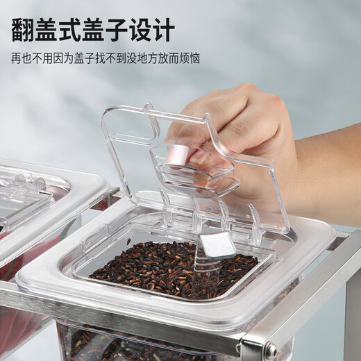 New Rosford Commercial Stainless Steel Seasoning Box Set Sauce Table Seasoning Box Integrated Multi-grid Material Box Dipping Table Kitchen Seasoning Box Ingredient Box Set i-9905