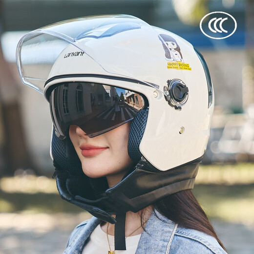 YONGBIN Helmet 3C Certified Motorcycle Battery Electric Vehicle CCC Helmet Gray Unisex All-Season Warm Helmet Warm Double Mirror Girls + Scarf + Warm Gloves Anti-Fog Agent Adult/Same Day Delivery