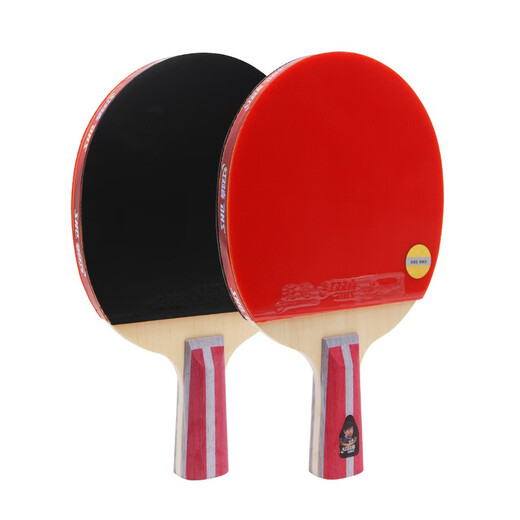 红双喜乒乓球拍2只对拍 H4四星级纯木双拍两只套装 速度进阶型 H4006直拍短柄×2只（双面反胶）