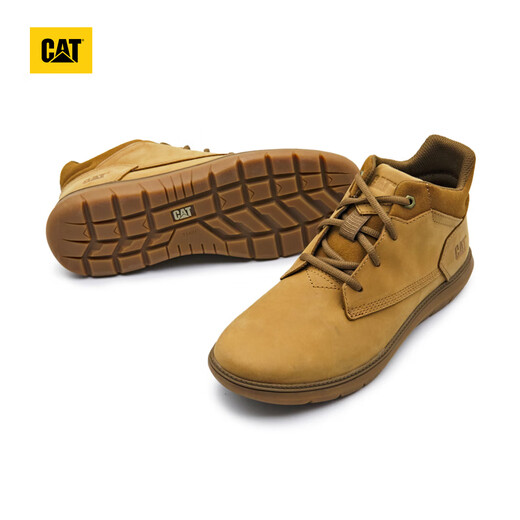 Cat Carter Herren Freizeit und komfortable Reisebläbner Leder Nicht-Schlupf-Arbeitsstiefel lässig Low-Stiefel Einkaufszentrum gleicher Stil braun gelb 40