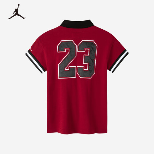 Nike JORDAN Nike AJ boys pure cotton short-sleeved polo shirt 2025 summer new children's short-sleeved T-shirt Jester red pure cotton 150/72 recommended height 140-152cm