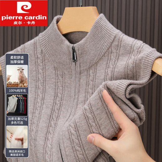 Pierre Cardin Wollweste für Männer mittleren Alters und ältere Menschen Frühling, Herbst und Winter verdickte warme Pulloverweste Papa Strickjacke Weste rot Geschenkbox XL 115