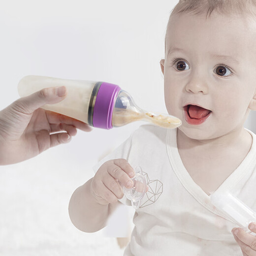 Scoornest baby rice cereal bottle rice cereal spoon rice flour spoon feeding spoon complementary food spoon silicone spoon complementary food artifact squeeze feeding tool tableware taro powder