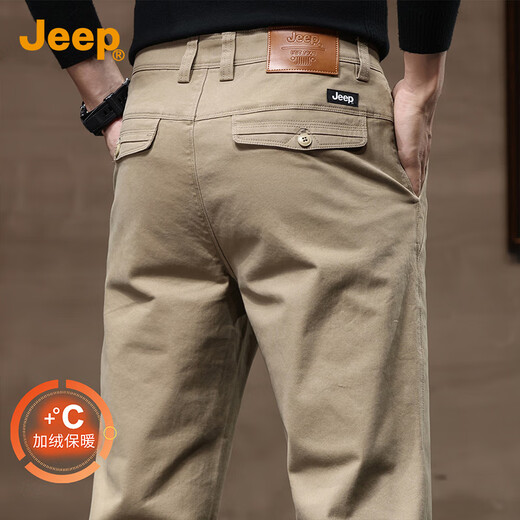 JEEP Jeep plus velvet thickened high-end men's casual pants men's 2025 autumn and winter new loose straight pants business pants men
