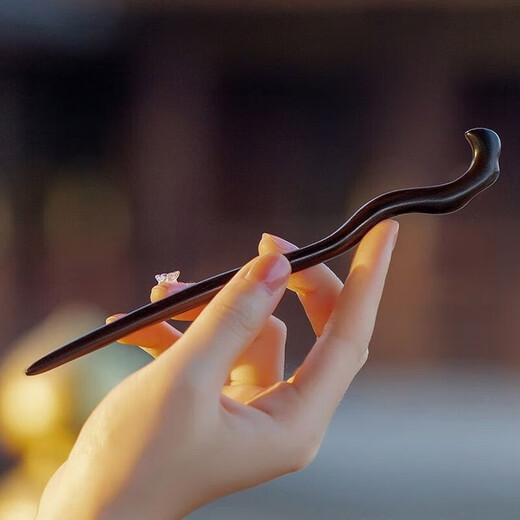Two Worlds Ebony Wood Hairpin Ancient Style Female High-Level Chopsticks Wooden Hairpin Black Hairpin Simple Modern New Chinese Style Plain Hairpin Suwan