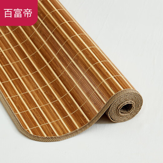 Baifu Emperor Bamboo Mat Folding Single Bamboo Mat Carbonized Cool Bamboo Mat 0.9m Simple Double-Sided Mat (Pillowcase Not Included)