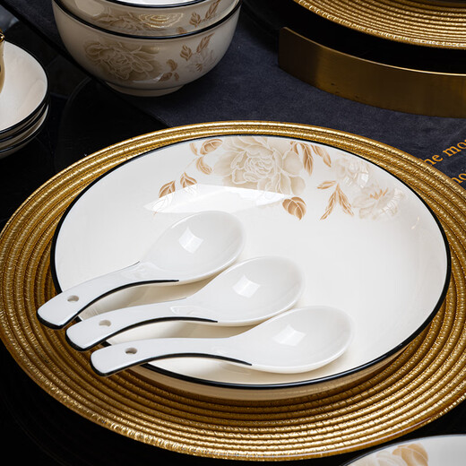 Haoya 72-head dishware set Chinese Jingdezhen tableware set gift box ceramic housewarming gift hibiscus blossom