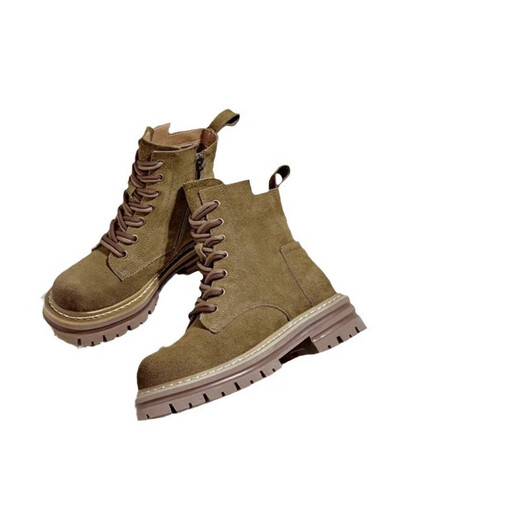 九寸阳光马丁靴女2025春秋新款复古工装西部牛仔靴厚底内增高短靴棕色户外 39码马丁靴女7孔棕色