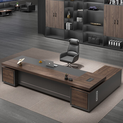 GEZHIMU Boss Desk President's Desk Simple Modern Single Manager Executive Desk Office Boss Desk and Chair Combination 3.2m Table + Luxurious Double Cabinet + Boss Chair + 8-Door Cabinet