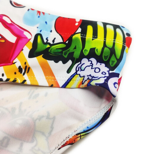 UXH Men's Anime Personalized Fashion Printed Swimming Briefs Comfortable and Close-fitting Beach Youth Swimming Pool Beach Equipment White L