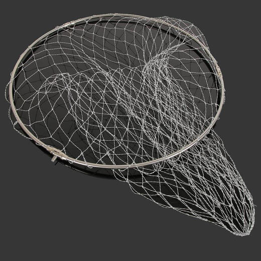 Double line folding stainless steel net head, fishing net head, folding fish net bag, fishing gear net, fishing net accessories, black dense eye 40cm, foldable net head