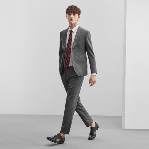 Qipai suit formal suit men's spring and summer new Korean style two-piece suit woolen suit 1JC70130 dark gray 46 (170)