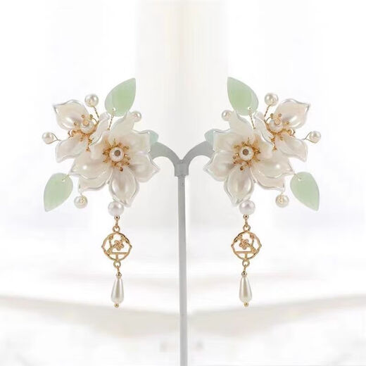 Qijitu Hanfu headdress step shake hairpin tassel ancient style super fairy camellia hair crown complete set of women's ancient costume hairpin hairpin hair accessories one pair of hairpins X-T212