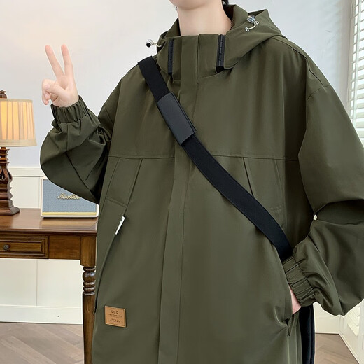 Karls large size men's jacket, trendy fat man plus size, autumn and winter thick loose casual student outdoor workwear 2306 black (spring and autumn) 7XL (240-265Jin Jin is equal to 0.5 kg)