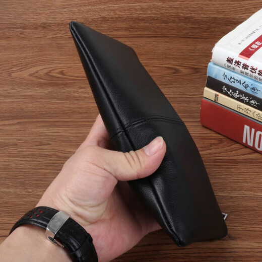 BARNOROO long genuine leather men's wallet zipper wallet mobile phone bag youth wallet trendy clutch bag small clutch cowhide men's black