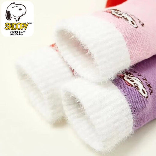 Snoopy (SNOOPY) thickened and velvet warm winter children's socks terry socks winter cartoon mid-high socks for girls and boys 5 pairs SNB-DM08 model thickened M size - recommended for 4-6 years old