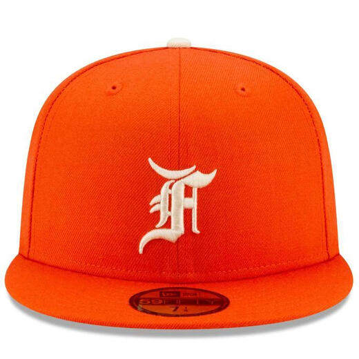 MLB men's and women's baseball caps New Era orange non-adjustable wool hat 59FIFTY visor 4260681 single 7 (suitable for head circumference 55.8cm)