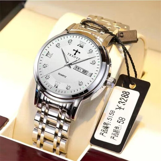 MIRAR HOMBRE DE AUTRO MENUMINO Luminous Steel Watch Men's Sports Fashion Business Watch Watch Men's Wats Swiss Double Calendar Diamond Men's Watch Regalo para el regalo de cumpleaños de Boyfriend T838 Gold Black Face
